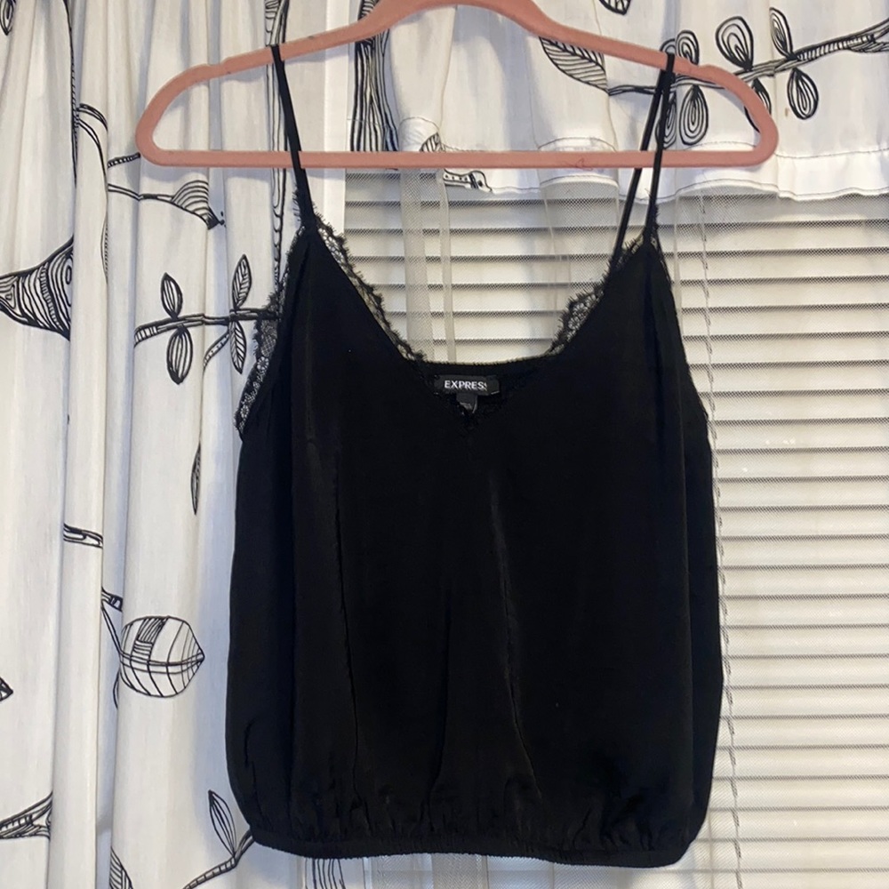 Express Cropped Silk tank top with lace